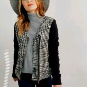 Anthropologie DREW Moto Boucle Jacket Tweed Biker Office Bohemian Luxury